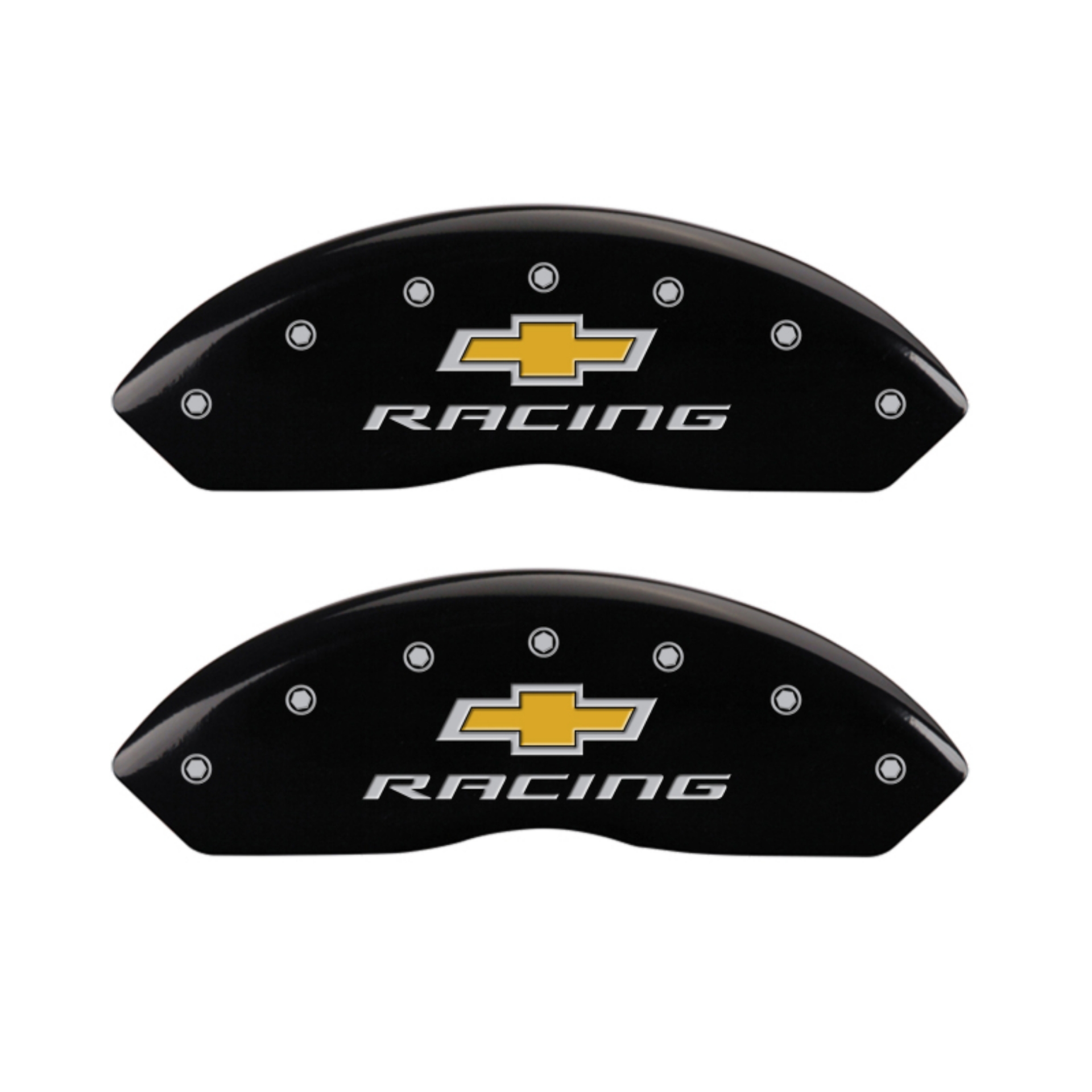 Picture of MGP 4 Caliper Covers Engraved Front & Rear Chevy racing Black finish silver ch