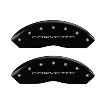 Picture of MGP 4 Caliper Covers Engraved Front & Rear C5-Corvette Black finish silver ch