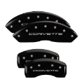 Picture of MGP 4 Caliper Covers Engraved Front & Rear C5-Corvette Black finish silver ch