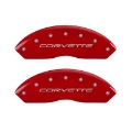 Picture of MGP 4 Caliper Covers Engraved Front & Rear C5-Corvette Red finish silver ch