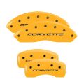 Picture of MGP 4 Caliper Covers Engraved Front & Rear C5-Corvette Yellow finish black ch