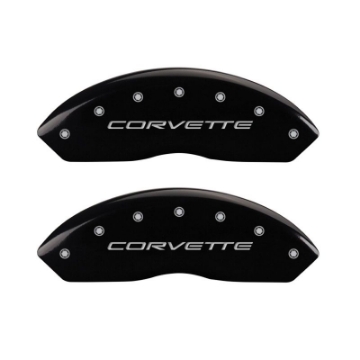 Picture of MGP 4 Caliper Covers Engraved Front C5-Corvette Engraved Rear C5-Z06 Black finish silver ch