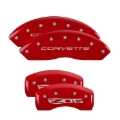 Picture of MGP 4 Caliper Covers Engraved Front C5-Corvette Engraved Rear C5-Z06 Red finish silver ch
