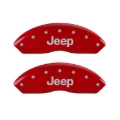 Picture of MGP Front set 2 Caliper Covers Engraved Front JEEP Red finish silver ch