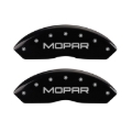 Picture of MGP Front set 2 Caliper Covers Engraved Front MOPAR Black finish silver ch