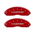 Picture of MGP Front set 2 Caliper Covers Engraved Front MOPAR Red finish silver ch
