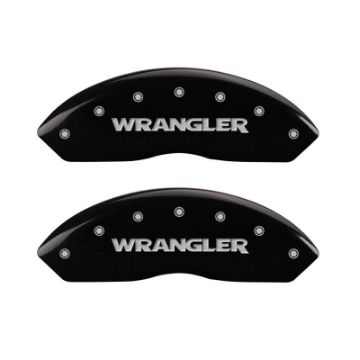 Picture of MGP Front set 2 Caliper Covers Engraved Front WRANGLER Black finish silver ch