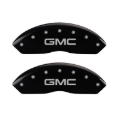 Picture of MGP Front set 2 Caliper Covers Engraved Front GMC Black finish silver ch