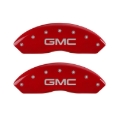 Picture of MGP Front set 2 Caliper Covers Engraved Front GMC Red finish silver ch