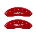 Picture of MGP Front set 2 Caliper Covers Engraved Front GMC Red finish silver ch