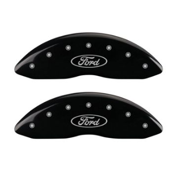Picture of MGP Front set 2 Caliper Covers Engraved Front Oval logo-Ford Black finish silver ch