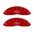 Picture of MGP Front set 2 Caliper Covers Engraved Front Oval logo-Ford Red finish silver ch