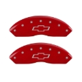 Picture of MGP Front set 2 Caliper Covers Engraved Front Bowtie Red finish silver ch