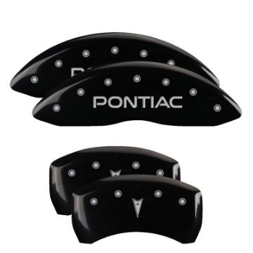 Picture of MGP 4 Caliper Covers 98-02 Pontiac Firebird Ex WS6 Front Pontiac Rear Arrow Blk Finish Silver Char