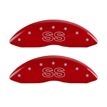 Picture of MGP 4 Caliper Covers Engraved Front & Rear Classic-SS Red finish silver ch