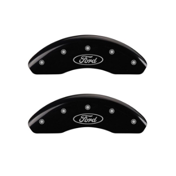 Picture of MGP 4 Caliper Covers Engraved Front Mustang Engraved Rear SN95-GT Black finish silver ch