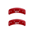 Picture of MGP 4 Caliper Covers Engraved Front Mustang Engraved Rear SN95-GT Red finish silver ch