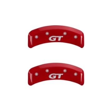 Picture of MGP 4 Caliper Covers Engraved Front Mustang Engraved Rear SN95-GT Red finish silver ch