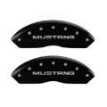 Picture of MGP 4 Caliper Covers Engraved Front Mustang Engraved Rear Pony Black finish silver ch