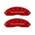 Picture of MGP 4 Caliper Covers Engraved Front Mustang Engraved Rear Pony Red finish silver ch