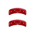 Picture of MGP 4 Caliper Covers Engraved Front Mustang Engraved Rear Pony Red finish silver ch