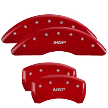 Picture of MGP 4 Caliper Covers Engraved Front & Rear JEEP Red finish silver ch