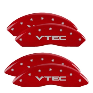 Picture of MGP 4 Caliper Covers Engraved Front & Rear Vtech Red finish silver ch