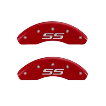 Picture of MGP 4 Caliper Covers Engraved Front & Rear Monte Carlo style-SS Red finish silver ch