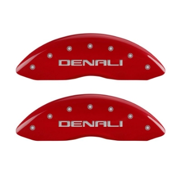 Picture of MGP 4 Caliper Covers Engraved Front & Rear Denali Red finish silver ch