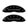 Picture of MGP 4 Caliper Covers Engraved Front & Rear Silverado Black finish silver ch
