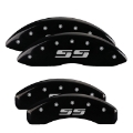 Picture of MGP 4 Caliper Covers Engraved Front & Rear Silverado style-SS Black finish silver ch