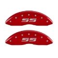 Picture of MGP 4 Caliper Covers Engraved Front & Rear Silverado style-SS Red finish silver ch