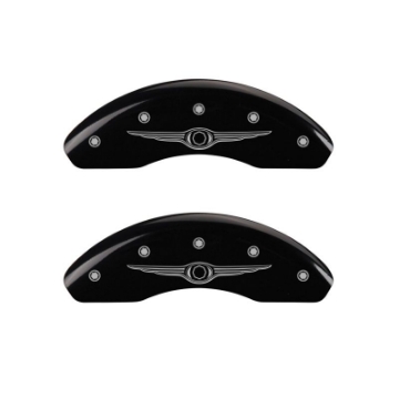 Picture of MGP 4 Caliper Covers Engraved Front & Rear Style 1-Chrysler Wing Black finish silver ch