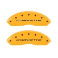 Picture of MGP 4 Caliper Covers Engraved Front C5-Corvette Engraved Rear C5-Z06 Yellow finish black ch