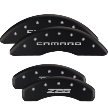 Picture of MGP 4 Caliper Covers Engraved Front & Rear MOPAR Black finish silver ch