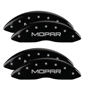 Picture of MGP 4 Caliper Covers Engraved Front & Rear MOPAR Black finish silver ch