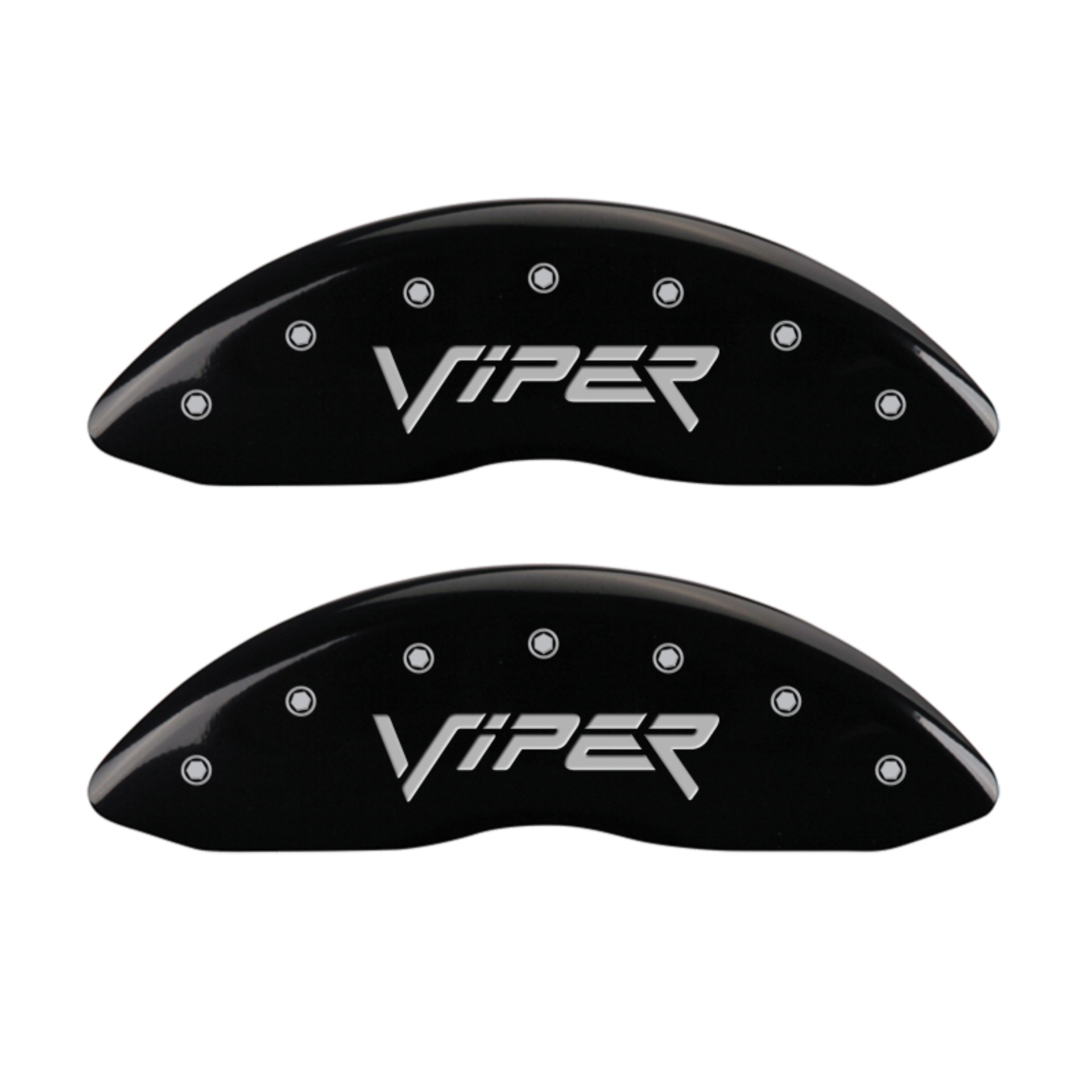 Picture of MGP 4 Caliper Covers Engraved Front Gen 2-Viper Engraved Rear Gen 2-Snake Black finish silver ch