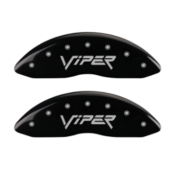 Picture of MGP 4 Caliper Covers Engraved Front Gen 2-Viper Engraved Rear Gen 2-Snake Black finish silver ch