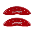 Picture of MGP 4 Caliper Covers Engraved Front Gen 2-Viper Engraved Rear Gen 2-Snake Red finish silver ch