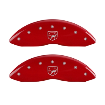 Picture of MGP 4 Caliper Covers Engraved Front Gen 2-Viper Engraved Rear Gen 2-Snake Red finish silver ch