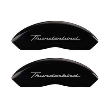 Picture of MGP 4 Caliper Covers Engrvd Front No bolts-Tbird Engrvd Rear-Tbird Emblem Blk fnsh slvr ch