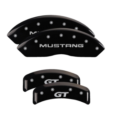 Picture of MGP 4 Caliper Covers Engrvd Front No bolts-Tbird Engrvd Rear-Tbird Emblem Blk fnsh slvr ch