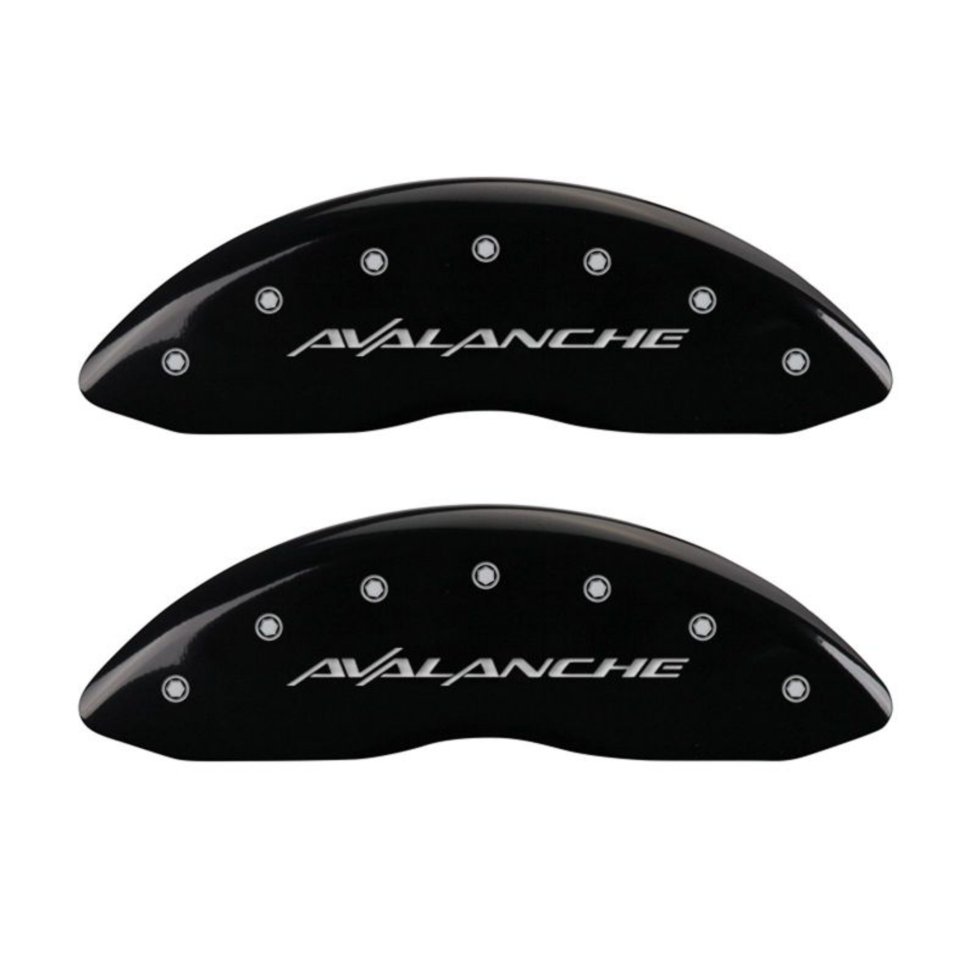 Picture of MGP 4 Caliper Covers Engraved Front & Rear Avalanche Black finish silver ch