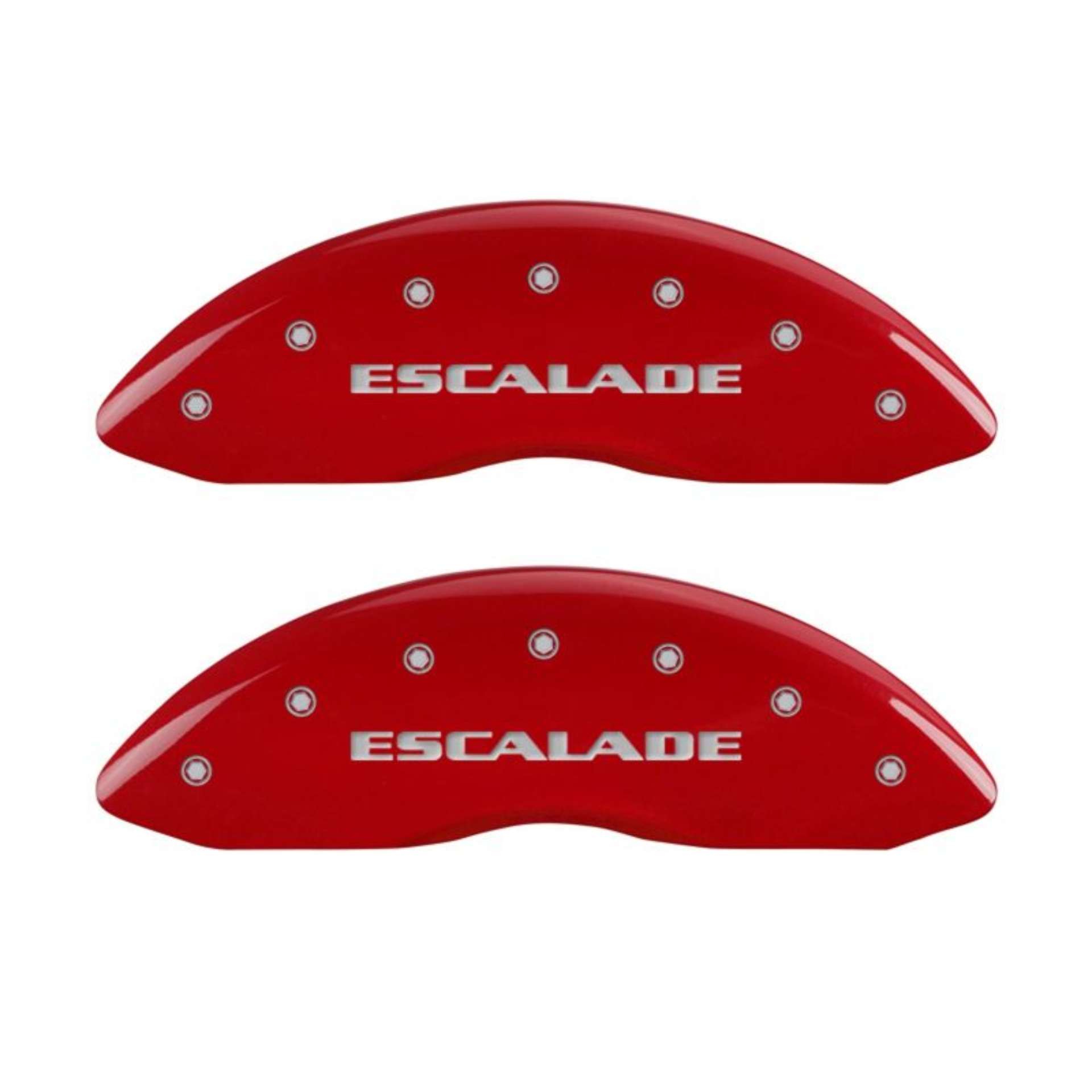 Picture of MGP 4 Caliper Covers Engraved Front Escalade Engraved Rear ESV Red finish silver ch