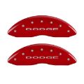 Picture of MGP 4 Caliper Covers Engraved Front & Rear With out stripes-Dodge Red finish silver ch