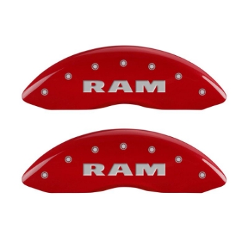 Picture of MGP 4 Caliper Covers Engraved Front RAM Engraved Rear RAMHEAD Red finish silver ch