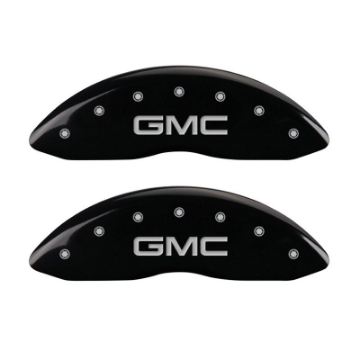 Picture of MGP 4 Caliper Covers Engraved Front & Rear GMC Black finish silver ch