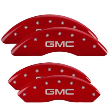Picture of MGP 4 Caliper Covers Engraved Front & Rear Denali Red finish silver ch