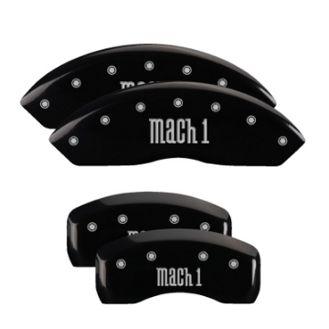 Picture of MGP 4 Caliper Covers Engraved Front & Rear Mach 1 Black finish silver ch