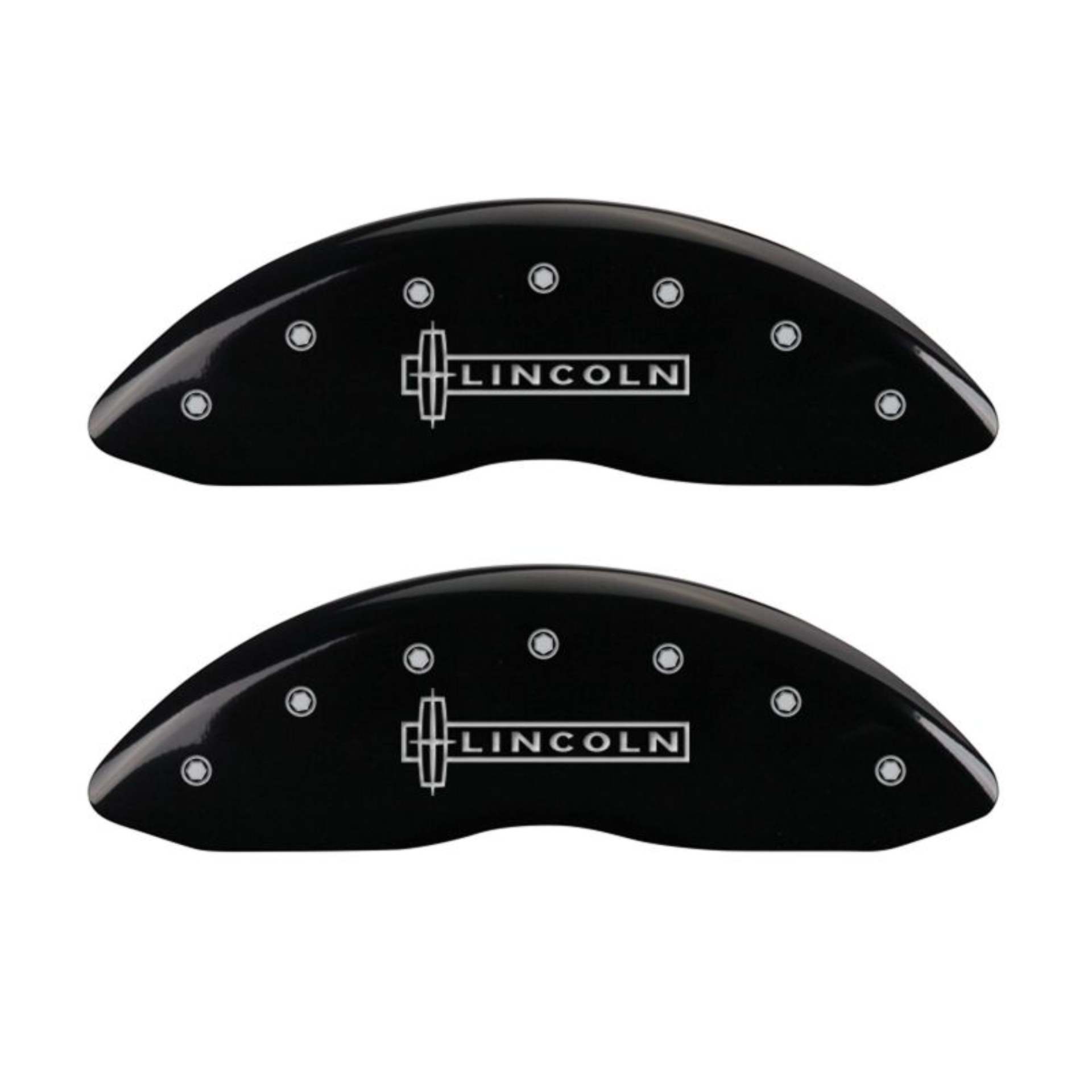 Picture of MGP 4 Caliper Covers Engraved Front Lincoln Engraved Rear Star logo Black finish silver ch